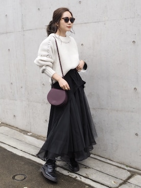 「リメイクデニム」｜「アイテム（ショルダーバッグ）」を使った、shino◡̈*❤︎さん（レディース・154cm）の秋コーディネート