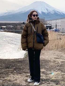 「LAULEN（ローレン）のsemiflare wide pants（スラックス）」を使った、shino◡̈*❤︎さん（レディース・154cm）の冬コーディネート