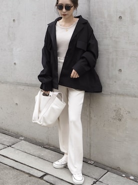 「LAULEN（ローレン）のアイテム（スラックス）」を使った、shino◡̈*❤︎さん（レディース・154cm）の冬コーディネート