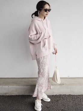 「AmbreNeige」｜「アイテム（パーカー）」を使った、shino◡̈*❤︎さん（レディース・154cm）の春コーディネート