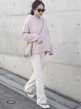 「AmbreNeige」｜「アイテム（スラックス）」を使った、shino◡̈*❤︎さん（レディース・154cm）の春コーディネート