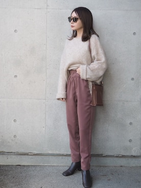 「STUDIOUS（ステュディオス）のアイテム（ブーツ）」を使った、shino◡̈*❤︎さん（レディース・154cm）の秋コーディネート