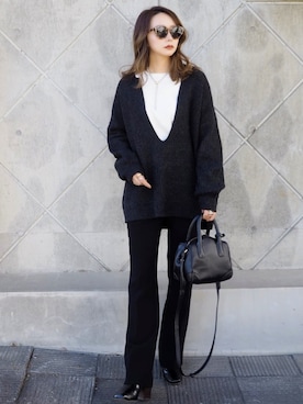 「LAULEN（ローレン）のアイテム（スラックス）」を使った、shino◡̈*❤︎さん（レディース・154cm）の秋コーディネート