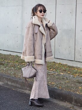 「STUDIOUS（ステュディオス）のアイテム（ブーツ）」を使った、shino◡̈*❤︎さん（レディース・154cm）の冬コーディネート