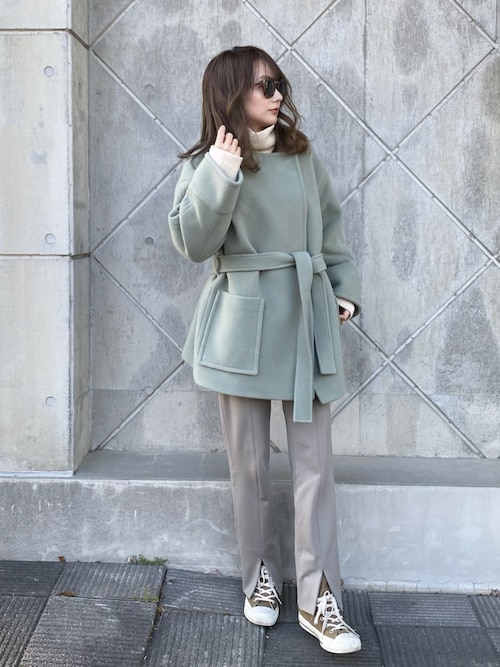 【美品】PUBLIC TOKYO×イタリアMANTECO社コート（グリーン） 美品】PUBLIC TOKYO×イタリアMANTECO社コート（グリーン） about