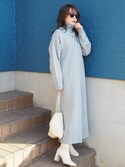 レイヤード風深Vネックニットワンピース【2WAY】/AuntMarie's