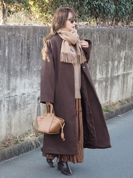 「STUDIOUS（ステュディオス）のアイテム（ブーツ）」を使った、shino◡̈*❤︎さん（レディース・154cm）の冬コーディネート