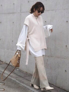 「Solace（ソレイス）のアイテム（パンツ）」を使った、shino◡̈*❤︎さん（レディース・154cm）の春コーディネート