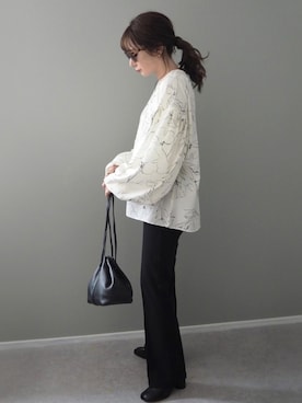 「LAULEN（ローレン）のアイテム（スラックス）」を使った、shino◡̈*❤︎さん（レディース・154cm）の冬コーディネート