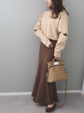 「rectangle（レクタングル）のエルボースリットプルオーバー（Tシャツ/カットソー）」を使った、shino◡̈*❤︎さん（レディース・154cm）の春コーディネート