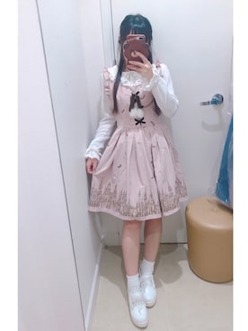 「アイテム（ジャンパースカート）」を使った、丁丁さん（レディース・150cm）の春コーディネート
