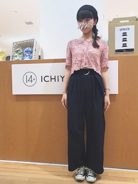 「アイテム（ハンチング/ベレー帽）」を使った、14+ あべのHOOP店 スタッフさん（レディース・165cm）の夏コーディネート