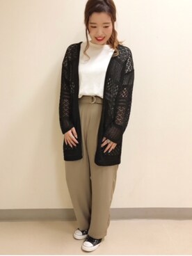 「透かし編みニット」｜miyuさん（レディース・158cm）の春コーディネート
