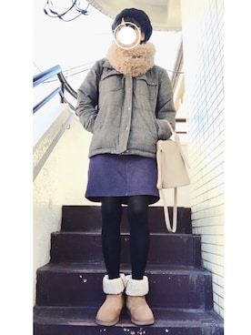 「ミカヅキモモコ（ミカヅキモモコ）のアイテム（ハンチング/ベレー帽）」を使った、かのさん（レディース・165cm）の冬コーディネート