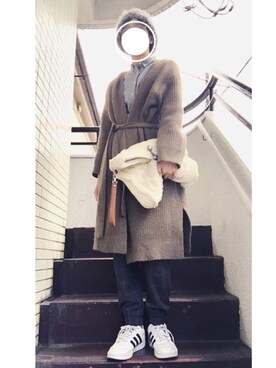 「AS KNOW AS PINKY（アズノゥアズピンキー）のアイテム（ハンチング/ベレー帽）」を使った、かのさん（レディース・165cm）の冬コーディネート