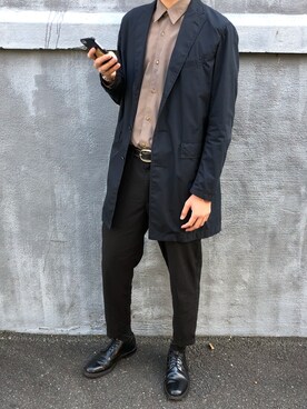 「BEAMS（ビームス）のアイテム（チェスターコート）」を使った、shogoさん（メンズ・180cm）の春コーディネート