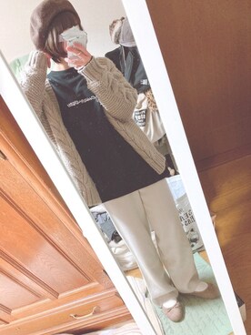 「ケーブルカーディガン」｜「アイテム（その他）」を使った、ユズルさん（レディース・150cm）の冬コーディネート