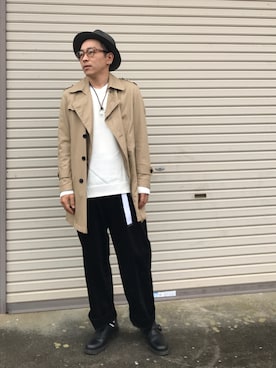 「アイテム（トレンチコート）」を使った、maisonmssatoさん（メンズ・168cm・30代）の秋コーディネート