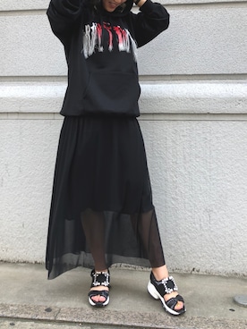 「doublet（ダブレット）のアイテム（パーカー）」を使った、miho1023さん（レディース・155cm）の夏コーディネート