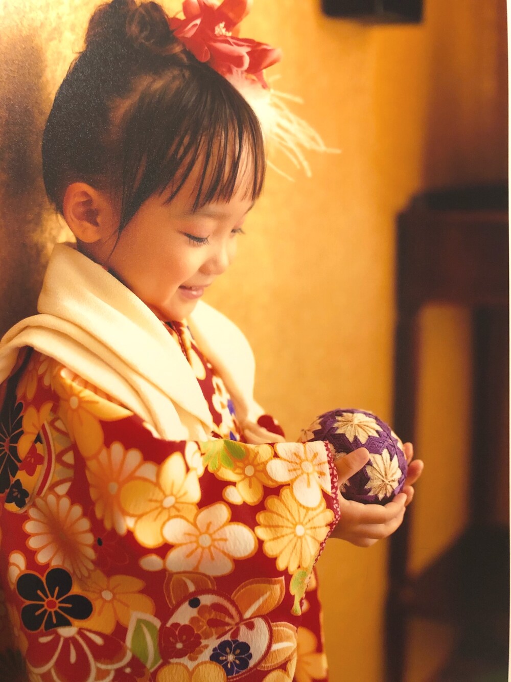 「七五三、七五三前撮り、3歳、女の子、スタジオシエル、平成最後のWEARISTAセンバツ、着物」｜「studioレンタルのアイテム（浴衣、レッド系）」を使った、em*さん（キッズ・100cm）の春コーディネートの1枚目の写真