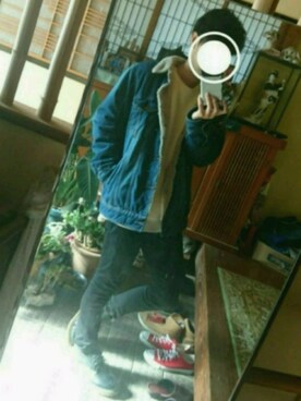 「Right-on（ライトオン）のアイテム（デニムジャケット）」を使った、ともき / 畳屋さんさん（メンズ・173cm）の冬コーディネート