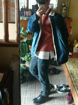 「Right-on（ライトオン）のアイテム（デニムジャケット）」を使った、ともき / 畳屋さんさん（メンズ・173cm）の冬コーディネート