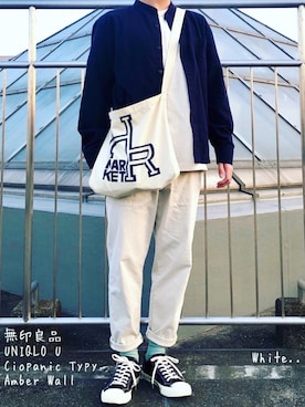 「HOLLYWOOD RANCH MARKET（ハリウッドランチマーケット）のアイテム（トートバッグ）」を使った、べー。さん（メンズ・171cm）の春コーディネート