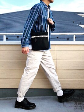 「BLUE BLUE（ブルーブルー）のアイテム（シャツ/ブラウス）」を使った、べー。さん（メンズ・171cm）の春コーディネート