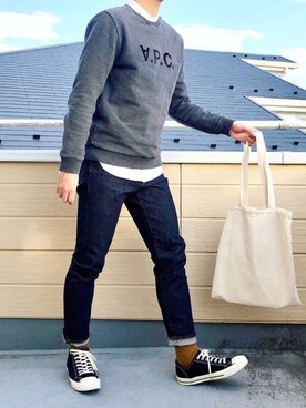 「A.P.C.（アーペーセー）のアイテム（スウェット）」を使った、べー。さん（メンズ・171cm）の春コーディネート