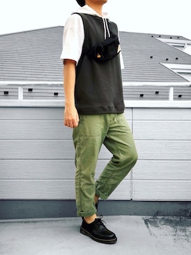 「B:MING by BEAMS（ビーミングバイビームス）のビーミング by ビームス / ビッグカノコ クルーネック ベスト（ベスト）」を使った、べー。さん（メンズ・171cm）の夏コーディネート