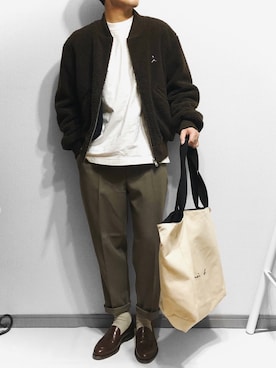 「gu」｜「アイテム（ジャケット/アウター）」を使った、べー。さん（メンズ・171cm）の冬コーディネート
