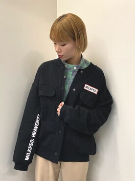 「MILKFED.（ミルクフェド）のアイテム（その他アウター）」を使った、ちさん（レディース・152cm）の春コーディネート