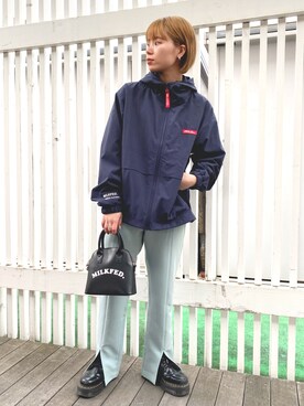 「MILKFED.」｜「アイテム（ナイロンジャケット）」を使った、ちさん（レディース・152cm）の春コーディネート