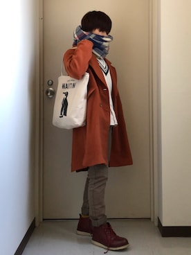 「アイテム（チェスターコート）」を使った、ちびさん（メンズ・158cm・10代）の冬コーディネート