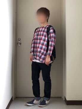 「アイテム（スリッポン）」を使った、ちびさん（メンズ・158cm・20代）の春コーディネート
