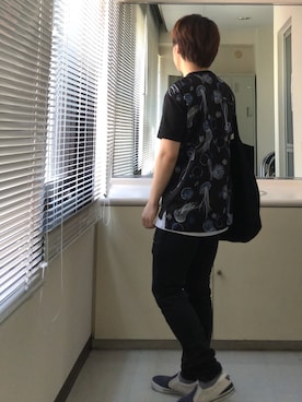 「アイテム（スリッポン）」を使った、ちびさん（メンズ・157cm・20代）の夏コーディネート