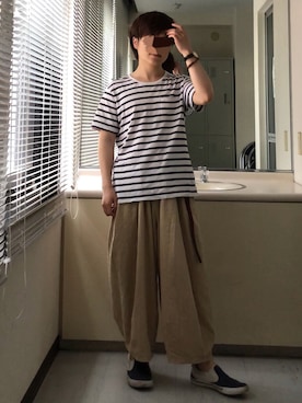 「アイテム（スリッポン）」を使った、ちびさん（メンズ・157cm・20代）の夏コーディネート