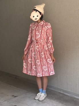 「ニットキャップ」｜「アイテム（シャツワンピース）」を使った、etsuさん（レディース・169cm）の春コーディネート
