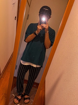 「Lee（リー）のアイテム（サンダル）」を使った、shin.ｼﾝさん（メンズ・166cm）の夏コーディネート