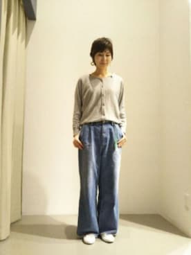 「アイテム（イヤリング、ベージュ系）」を使った、Fukusunさん（レディース・165cm）の春コーディネート