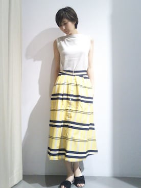 「パネルボーダー」｜Fukusunさん（レディース・165cm）の夏コーディネート