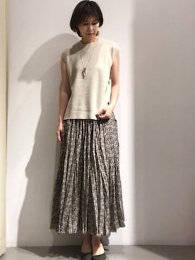 「花柄スカート」｜Fukusunさん（レディース・165cm・40代）の夏コーディネート