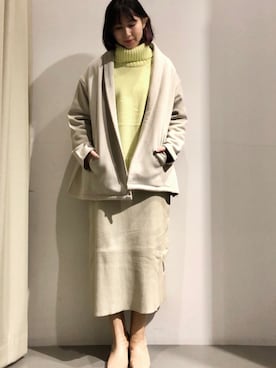 「イエロー×ベージュ」｜Fukusunさん（レディース・165cm）の冬コーディネート
