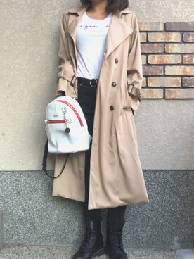 「RETRO GIRL（レトロガール）のアイテム（トレンチコート）」を使った、Rionさん（レディース・158cm）の秋コーディネート