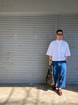 「Johnbull Private labo（ジョンブルプライベートラボ）のアイテム（スラックス）」を使った、to48さん（メンズ・173cm）の春コーディネート