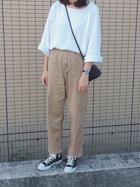 「RNA」｜「アイテム（スラックス）」を使った、かりんさん（レディース・166cm）の秋コーディネート