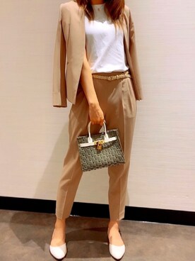 「アイテム（スーツセット、ピンク系）」を使った、sakumariさん（レディース・167cm）の春コーディネート