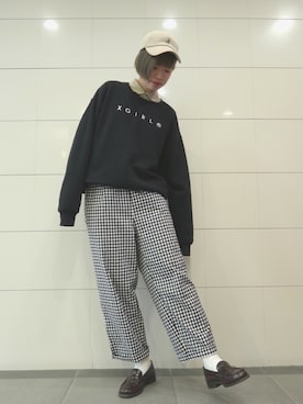 「くつした」｜「アイテム（スウェット）」を使った、サワデー【PARASTICA】さん（レディース・163cm）の春コーディネート