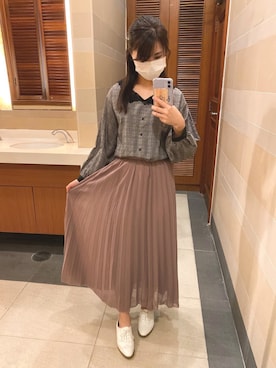「GRL（グレイル）のプリーツスカート（スカート）」を使った、Melomeloさん（レディース・158cm）の春コーディネート