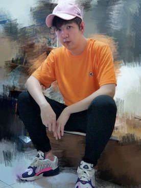 「SPAO（スパオ）のアイテム（キャップ）」を使った、沙皮Shappiさん（メンズ・187cm）の春コーディネート